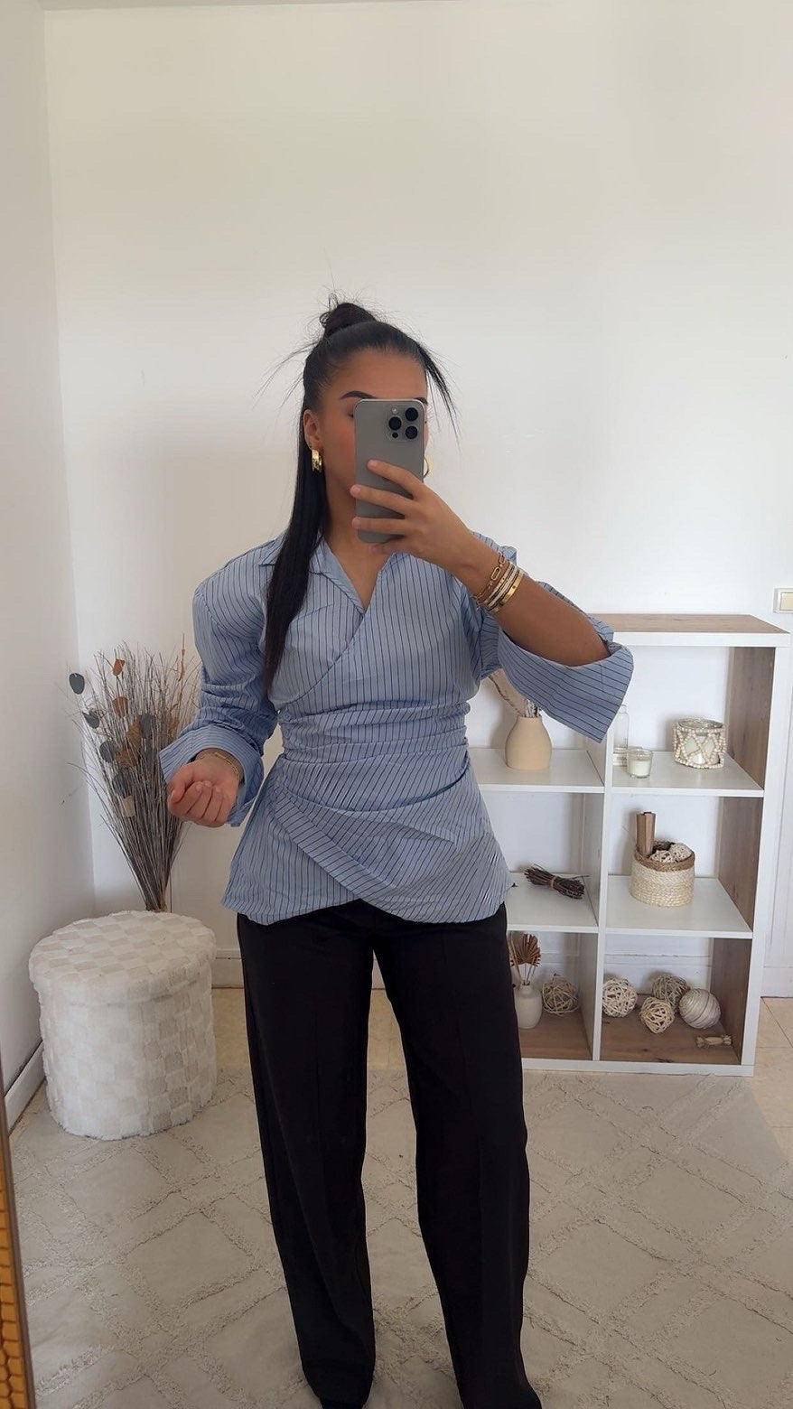 Ensemble Nayra Bleu rayé