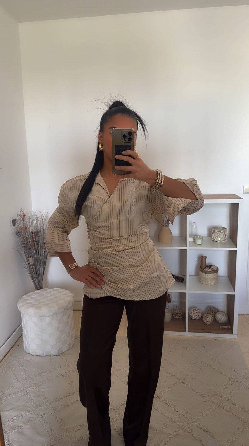 Ensemble Nayra Beige rayé