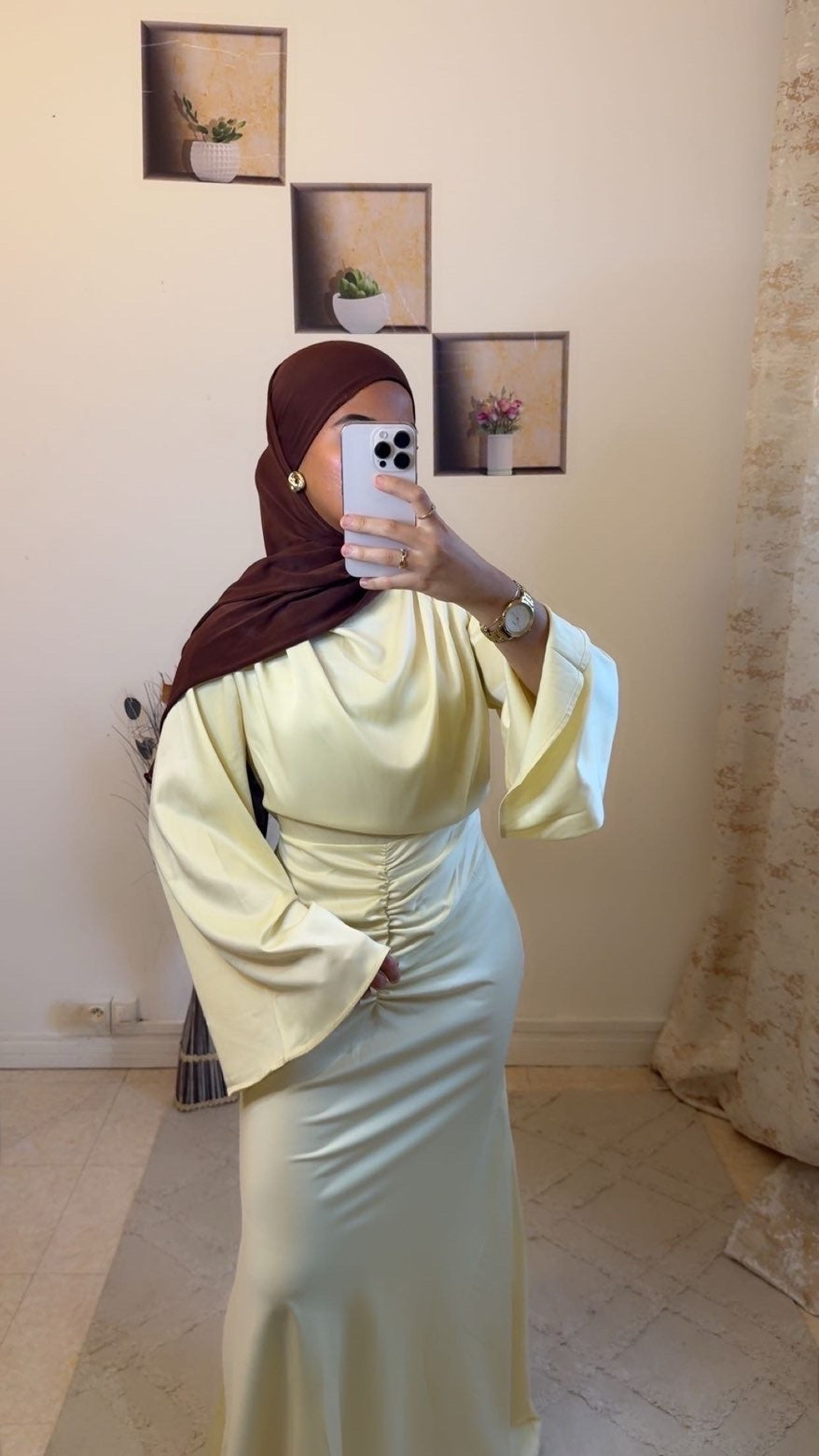 Robe Satiné Jaune